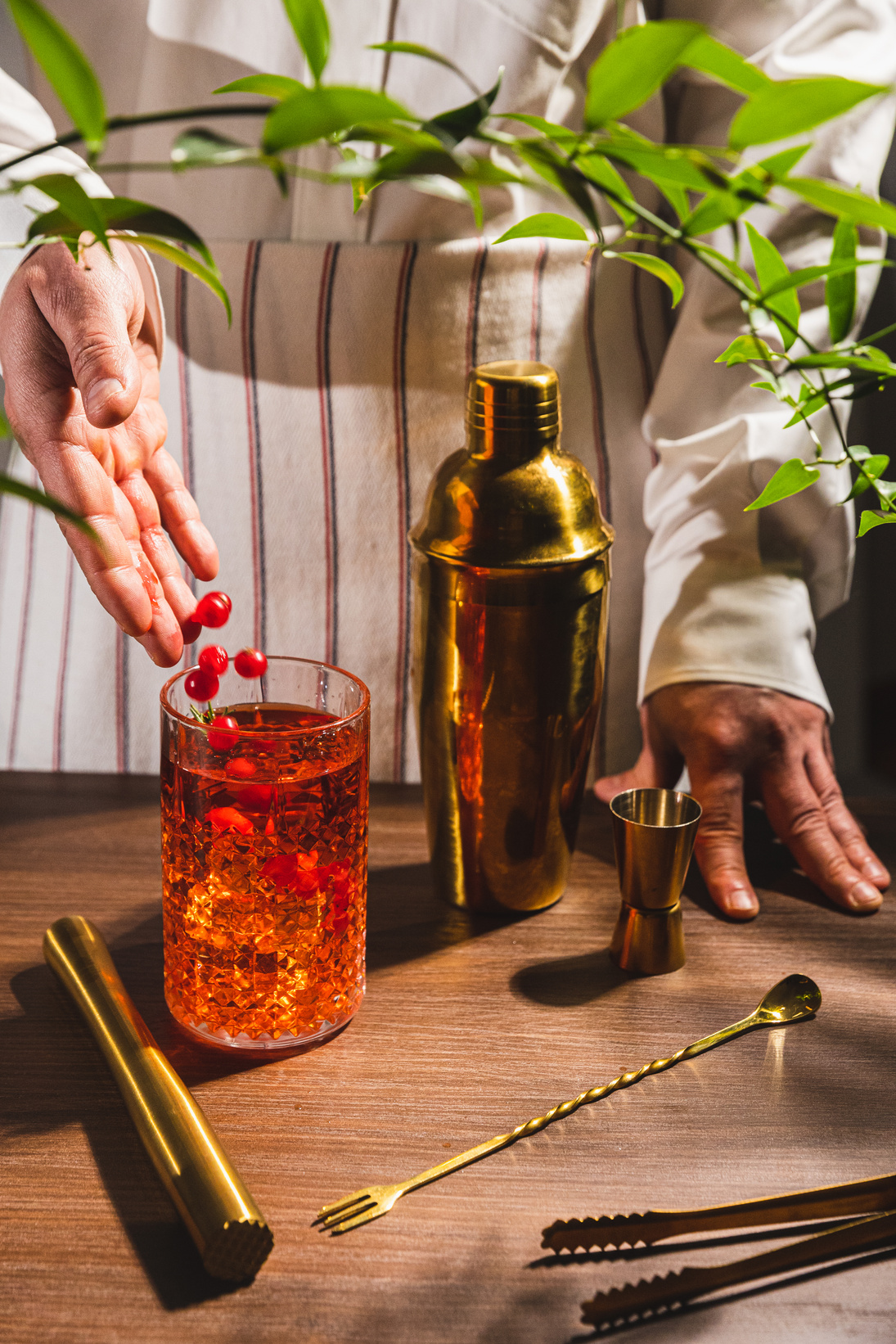 High-Flash Restaurant Dining Bartender Making a Cocktail